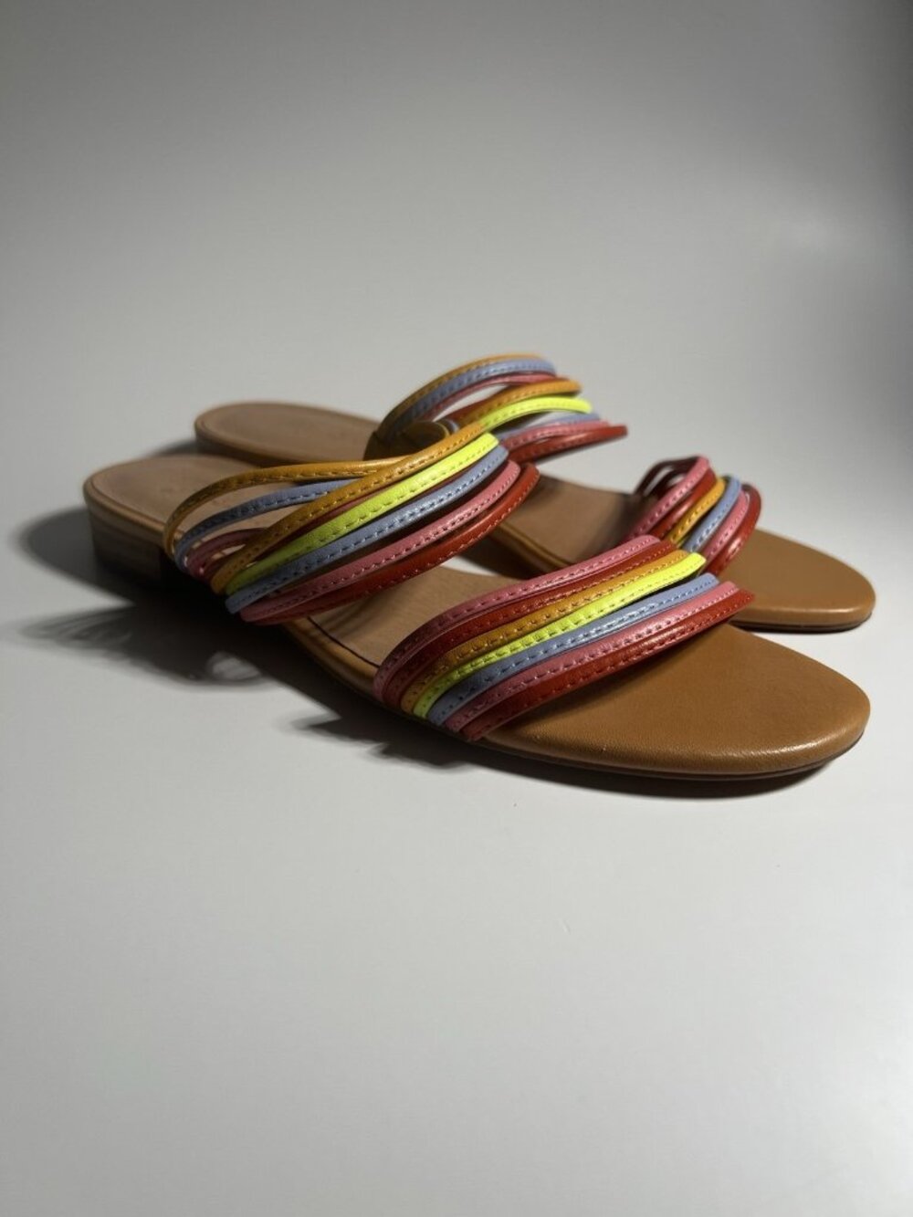 Madewell Meg Slide Micro Strap Leather Sandals Rainbow Women’s Size 6.5 - Picture 14 of 14